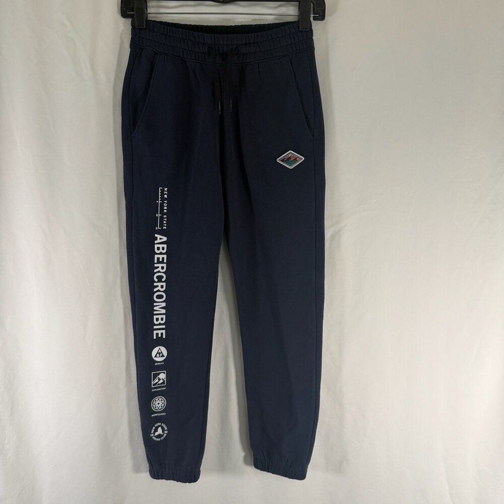Abercrombie Kids Joggers Boys 9/10 Black Pull On Drawstring Pockets New York St